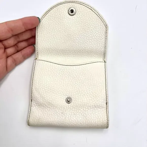 TOD'S vintage wallet white leather snap closure credit cards slots & pockets